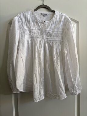 Orchis Rose White Pintuck Button-Down Blouse